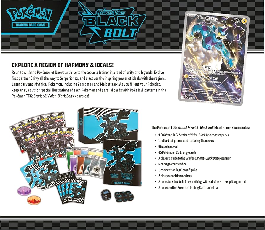 ブラックボルト エリートトレーナーボックス Black Bolt Amazon.com: Pokemon TCG Scarlet & Violet 10.5 Black Bolt